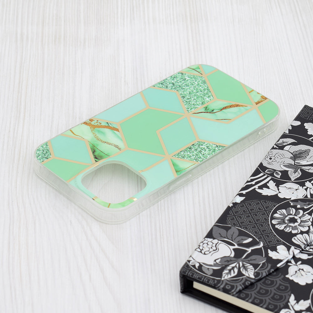 Coque pour Apple iPhone 15, Techsuit, Marble, Vert