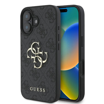 Étui pour Apple iPhone 16, Guess, 4G Big Logo, Noir