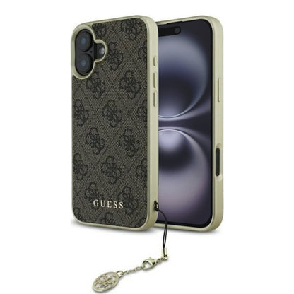 Hoes voor Apple iPhone 16, Guess, 4G Charm, Bruin
