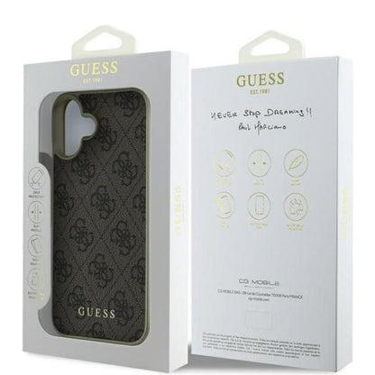 Hoes voor Apple iPhone 16, Guess, 4G Charm, Bruin