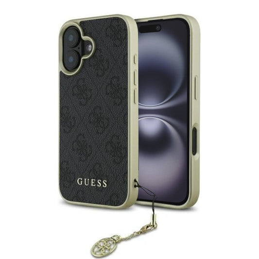 Hoes voor Apple iPhone 16, Guess, 4G Charm, Zwart