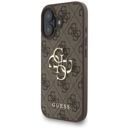 Étui pour Apple iPhone 16, Guess, 4G Classic Logo avec sangle, Marron