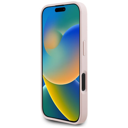 Hülle für Apple iPhone 16, Guess, 4G Grained Roses Big Logo, Rosa