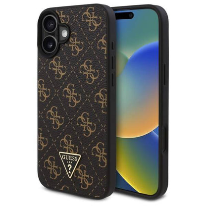 Hoes voor Apple iPhone 16, Guess, 4G Triangle Logo, Zwart