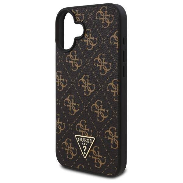 Hoes voor Apple iPhone 16, Guess, 4G Triangle Logo, Zwart