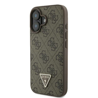 Hoes voor Apple iPhone 16, Guess, 4G Triangle Strass, Bruin