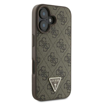 Hoes voor Apple iPhone 16, Guess, 4G Triangle Strass, Bruin