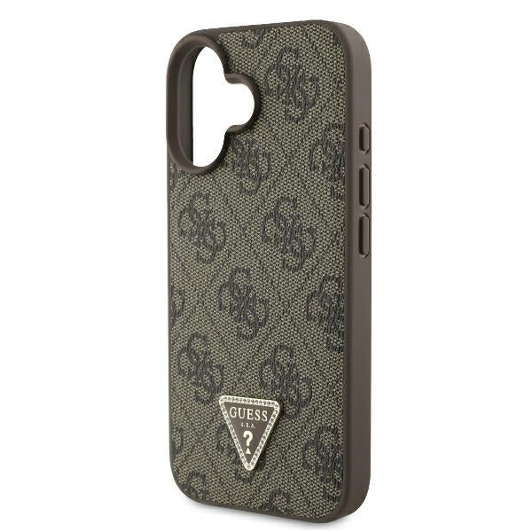 Hoes voor Apple iPhone 16, Guess, 4G Triangle Strass, Bruin