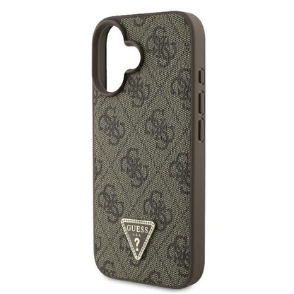 Hoes voor Apple iPhone 16, Guess, 4G Triangle Strass, Bruin