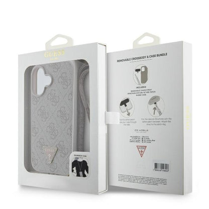 Hoes voor Apple iPhone 16, Guess, Crossbody 4G Triangle Strass, Blauw