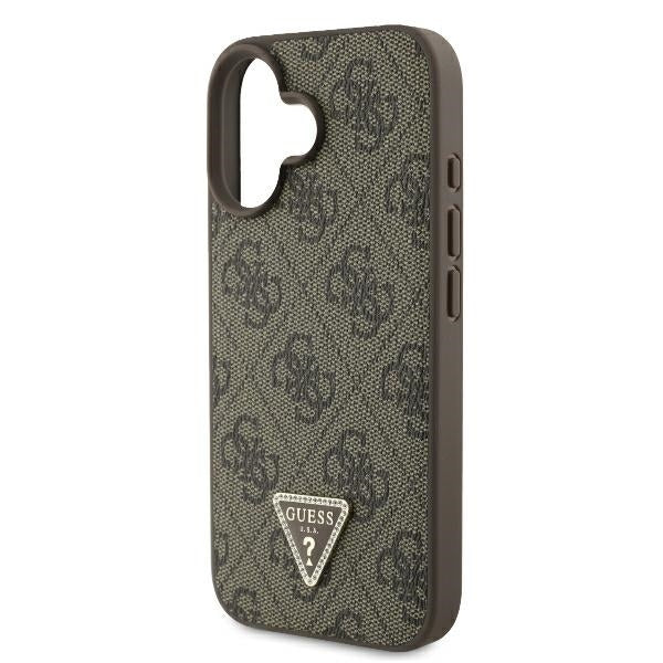 Hoes voor Apple iPhone 16, Guess, Crossbody 4G Triangle Strass, Bruin