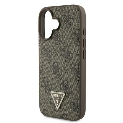 Hoes voor Apple iPhone 16, Guess, Crossbody 4G Triangle Strass, Bruin