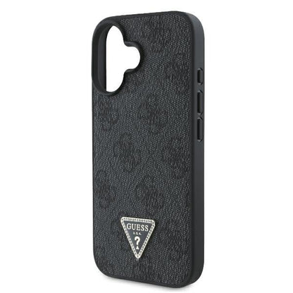 Hoes voor Apple iPhone 16, Guess, Crossbody 4G Triangle Strass, Zwart