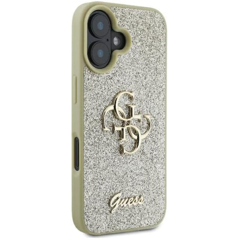 Case for Apple iPhone 16, Guess, Fixed Glitter Big 4G, Gold
