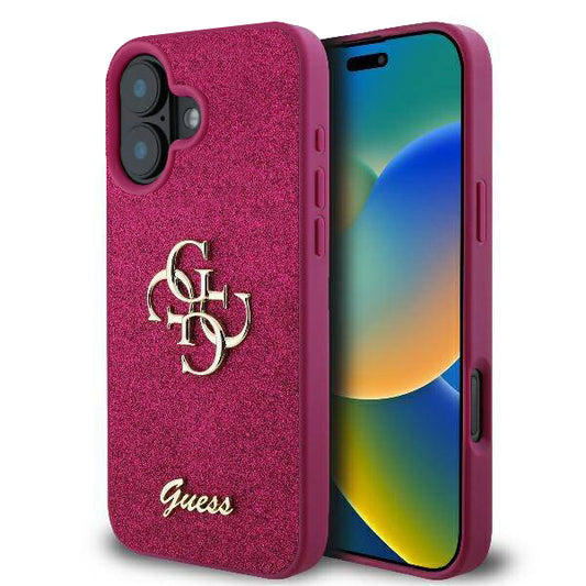 Étui pour Apple iPhone 16, Guess, Fixed Glitter Big 4G, Violet