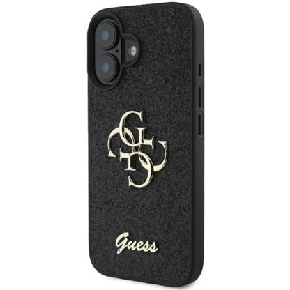 Hoes voor Apple iPhone 16, Guess, Fixed Glitter Big 4G, Zwart