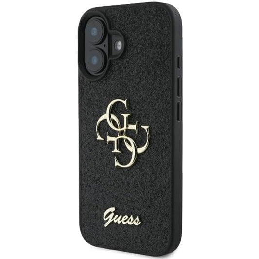 Étui pour Apple iPhone 16, Guess, Fixed Glitter Big 4G, Noir