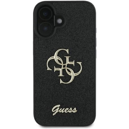 Hoes voor Apple iPhone 16, Guess, Fixed Glitter Big 4G, Zwart