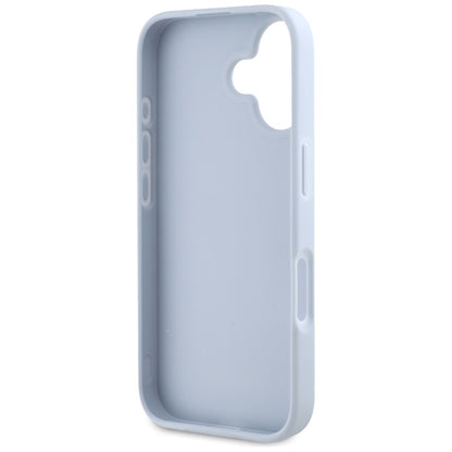 Étui pour Apple iPhone 16, Guess, Grained Big 4G Logo Small Classic Logo, Bleu