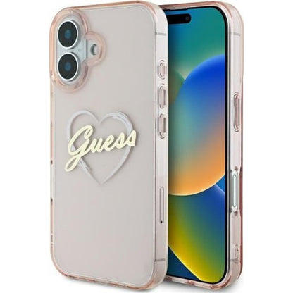 Hoes voor Apple iPhone 16, Guess, IML Heart, Roze