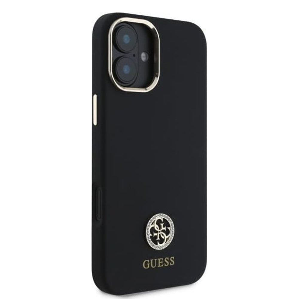 Case for Apple iPhone 16, Guess, Strass 4G Logo, Black