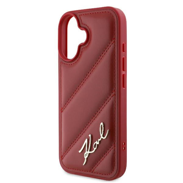 Hoes voor Apple iPhone 16, Karl Lagerfeld, Diagonal Quilted Script, Roze