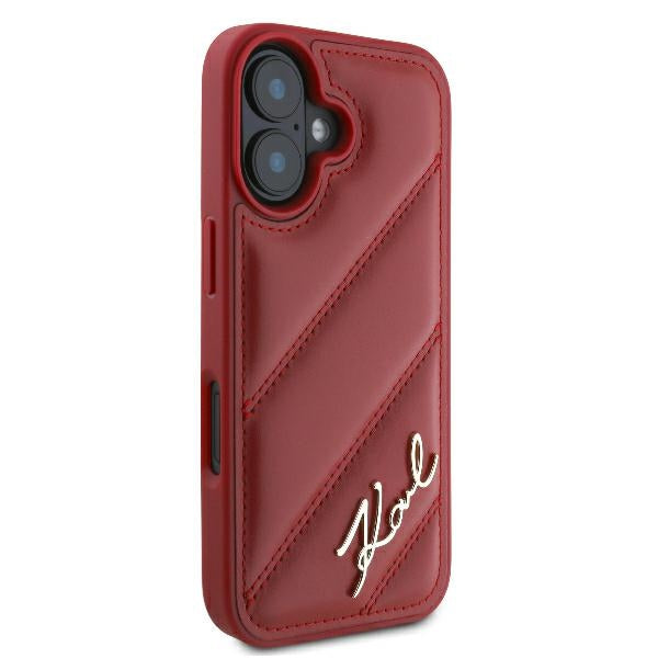 Hoes voor Apple iPhone 16, Karl Lagerfeld, Diagonal Quilted Script, Roze