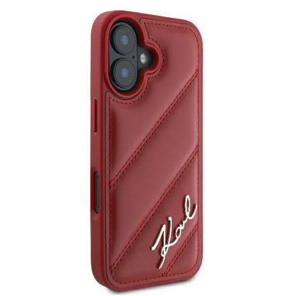 Hoes voor Apple iPhone 16, Karl Lagerfeld, Diagonal Quilted Script, Roze