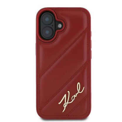 Hoes voor Apple iPhone 16, Karl Lagerfeld, Diagonal Quilted Script, Roze