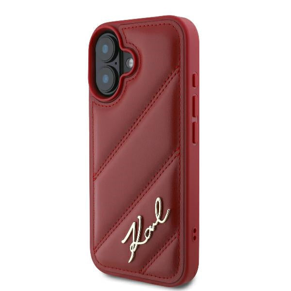 Hoes voor Apple iPhone 16, Karl Lagerfeld, Diagonal Quilted Script, Roze
