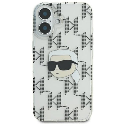 Case for Apple iPhone 16, Karl Lagerfeld, IML Luxury Electroplated Karl's Head, Transparent