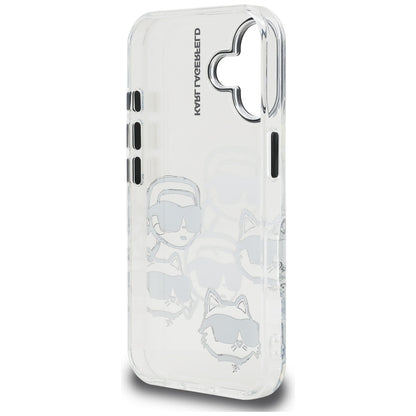 Étui pour Apple iPhone 16, Karl Lagerfeld, IML Luxury Multi Head Pattern, Transparent