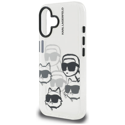 Étui pour Apple iPhone 16, Karl Lagerfeld, IML Luxury Multi Head Pattern, Transparent