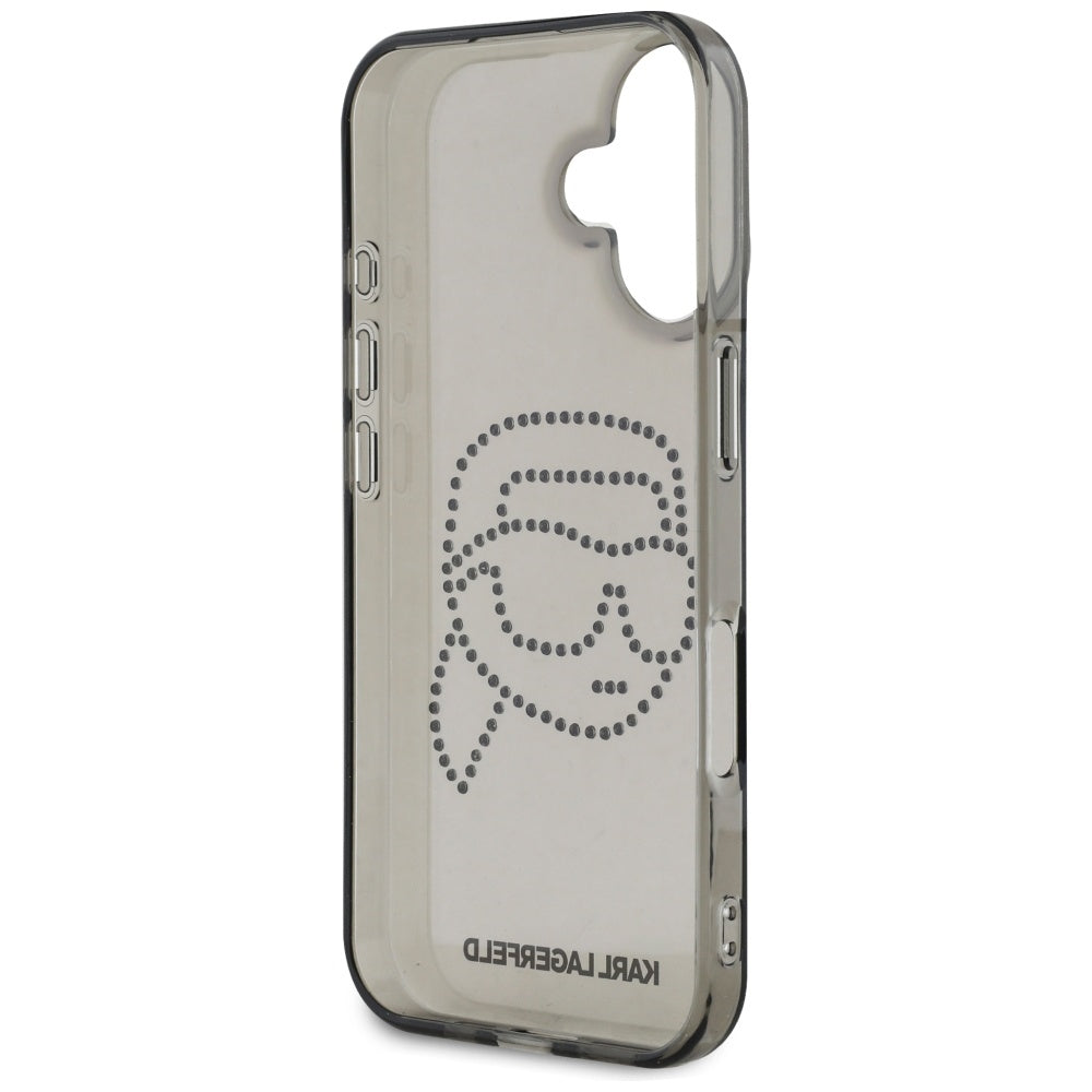 Case for Apple iPhone 16, Karl Lagerfeld, IML Rhinestones Karl's Head, Black