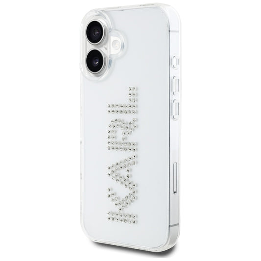 Case for Apple iPhone 16, Karl Lagerfeld, IML Rhinestones Transparent Logo, Transparent