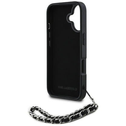 Case for Apple iPhone 16, Karl Lagerfeld, Saffiano Crystals & Charm, Black