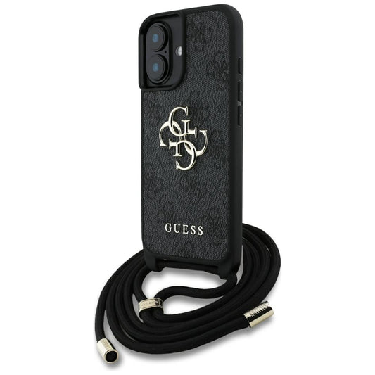 Étui pour Apple iPhone 16 Plus, Guess, 4G CBDY Grand Logo avec Bandoulière, Noir
