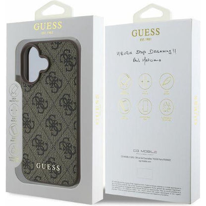 Étui pour Apple iPhone 16 Plus, Guess, 4G Classic, Marron