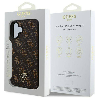 Étui pour Apple iPhone 16 Plus, Guess, logo Triangle 4G, Noir