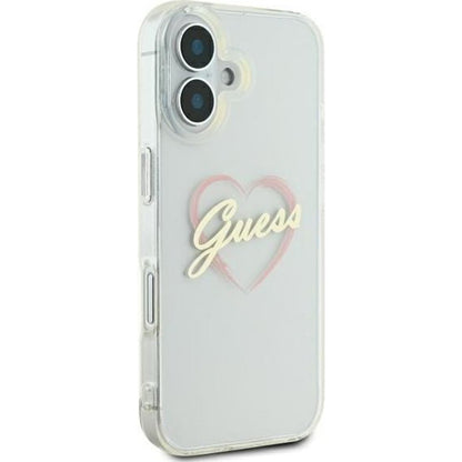 Hoesje voor Apple iPhone 16 Plus, Guess, IML Heart, Transparant