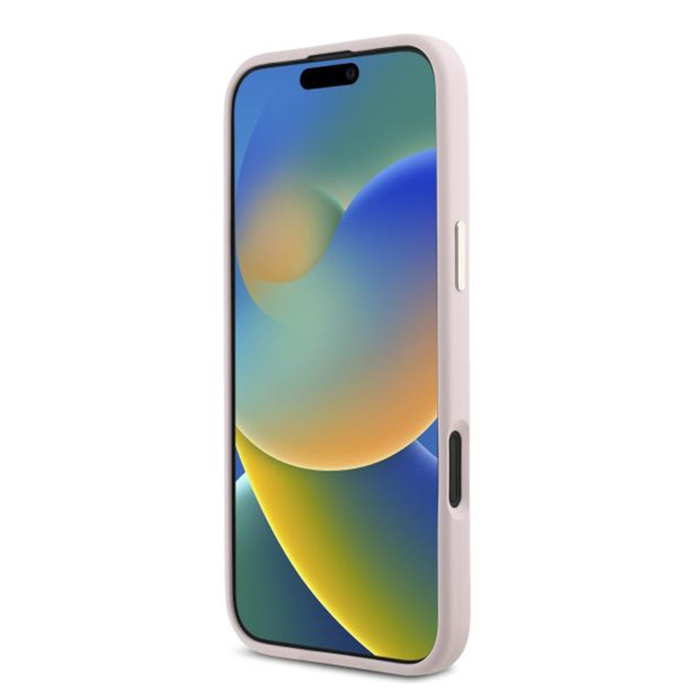 Hoes voor Apple iPhone 16 Plus, Guess, Script Metal Logo & Frame, Roze