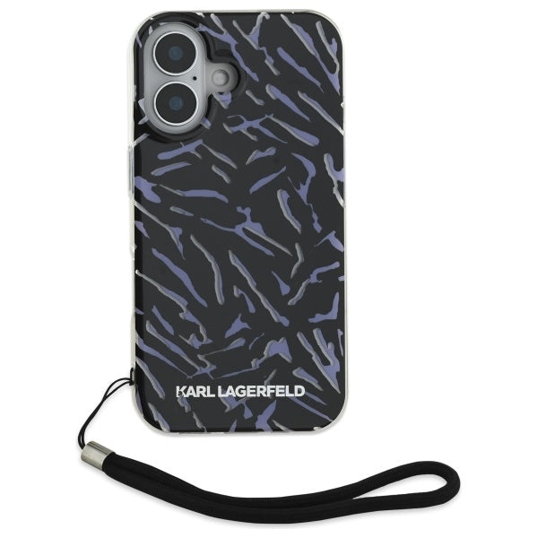 Étui pour Apple iPhone 16 Plus, Karl Lagerfeld, Zebra with Cord Strap, Violet