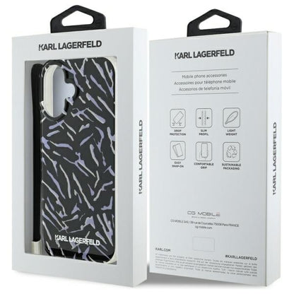 Étui pour Apple iPhone 16 Plus, Karl Lagerfeld, Zebra with Cord Strap, Violet