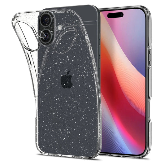 Hoes voor Apple iPhone 16 Plus, Spigen, Liquid Crystal Glitter, Transparant