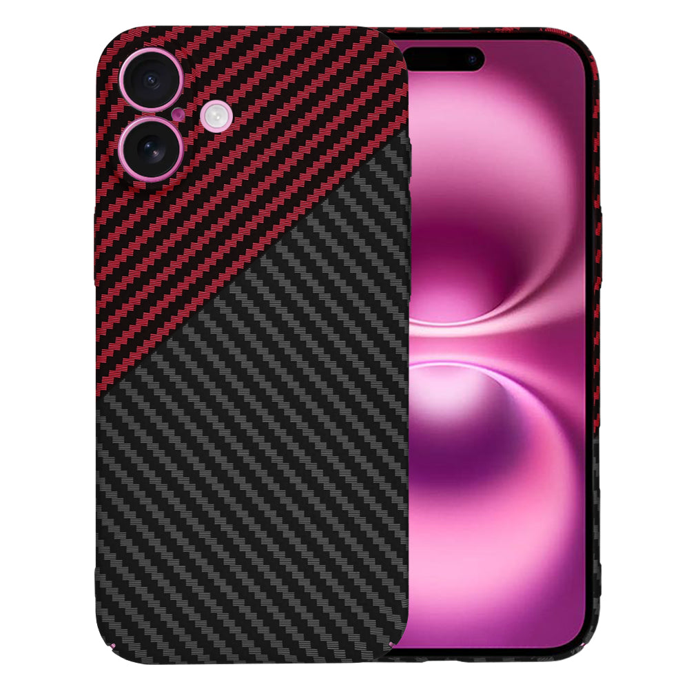 Coque pour Apple iPhone 16 Plus, Techsuit, Carbonite FiberShell, Noir Rouge