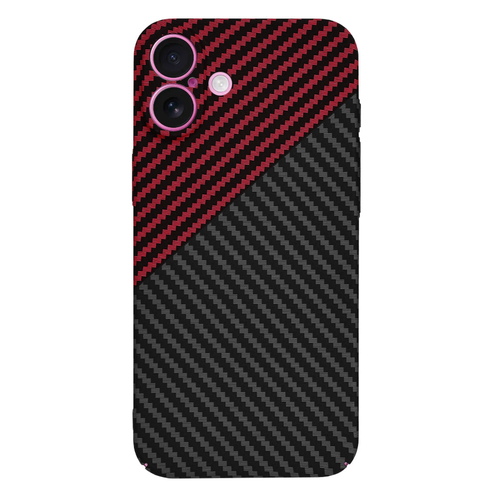 Coque pour Apple iPhone 16 Plus, Techsuit, Carbonite FiberShell, Noir Rouge