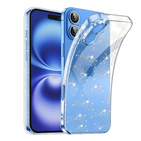 Hoesje voor Apple iPhone 16 Plus, Techsuit, SparkleSkin, Transparant
