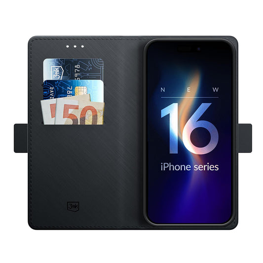 Hoesje voor Apple iPhone 16 Pro, 3MK, Portemonnee, Zwart