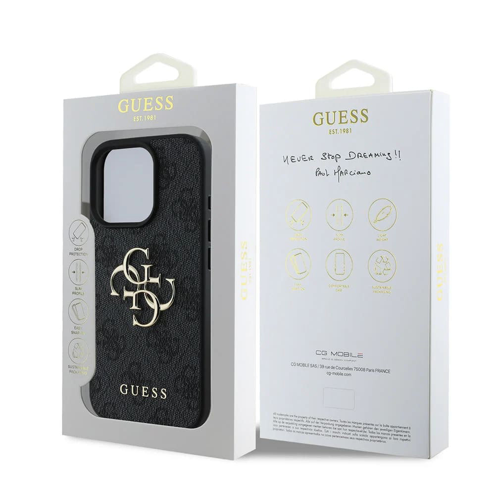 Hoes voor Apple iPhone 16 Pro, Guess, 4G Big Logo, Zwart