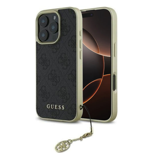 Hülle für Apple iPhone 16 Pro, Guess, 4G Charm, Schwarz